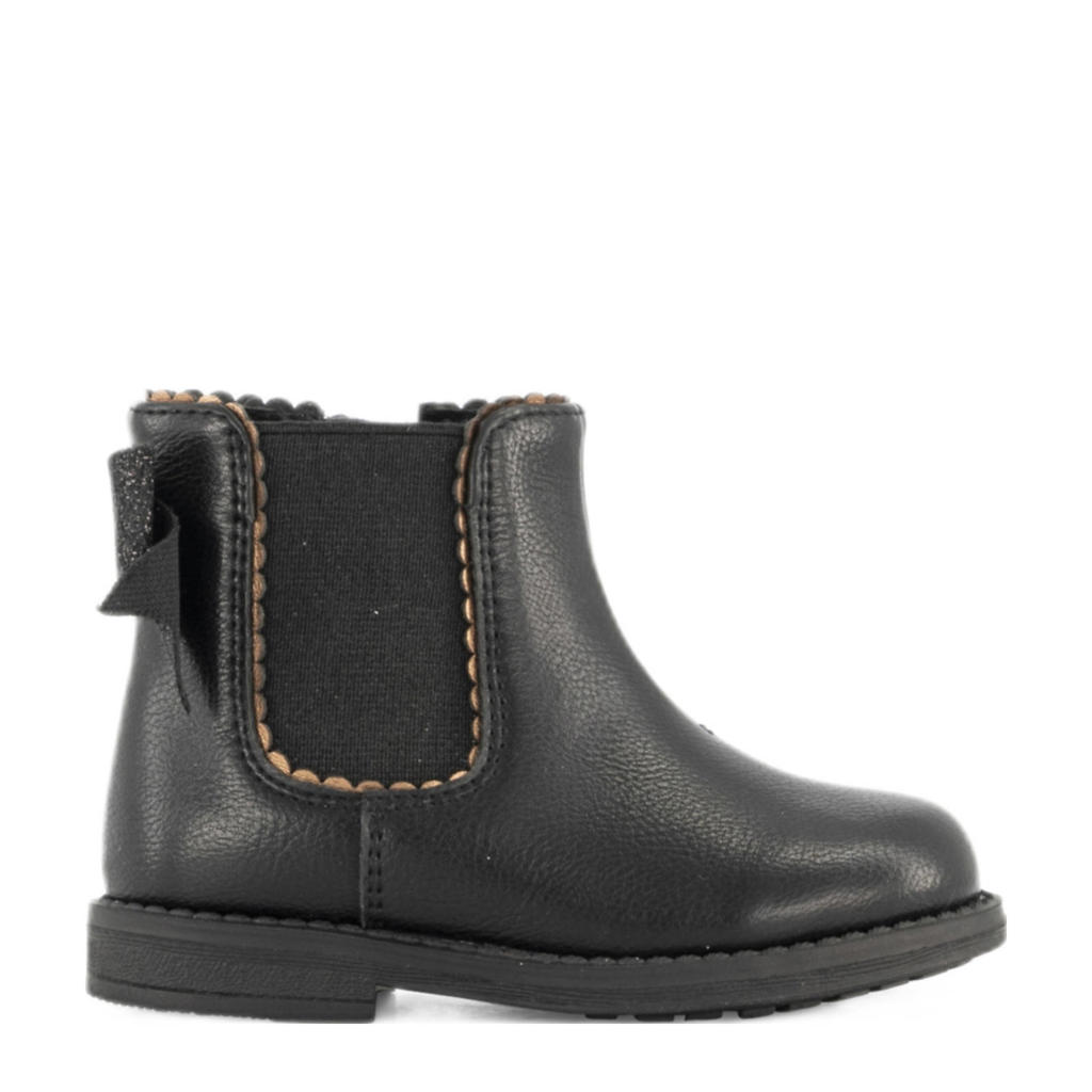 Zwarte meisjes Graceland chelsea boots van imitatieleer met ritssluiting en effen
