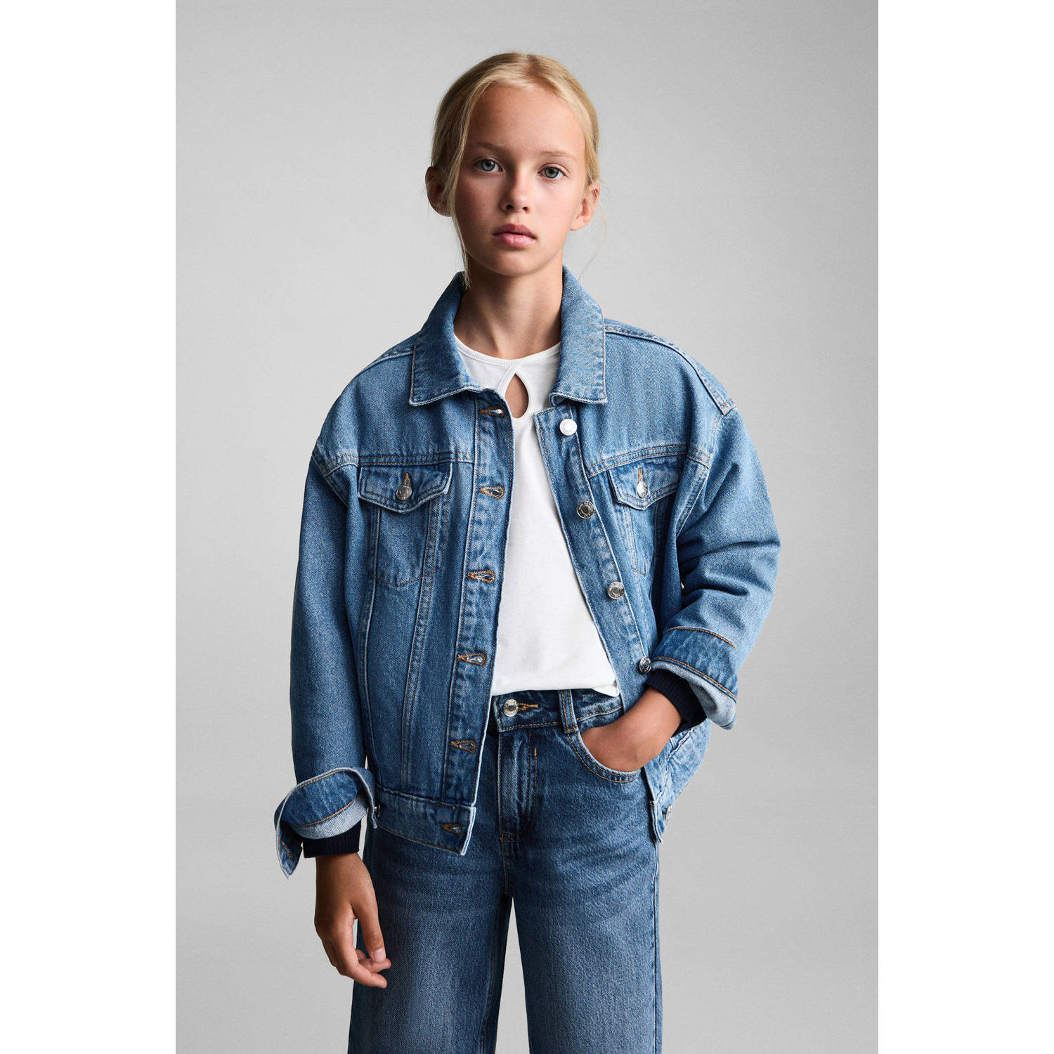 Mango Kids spijkerjas medium blue denim