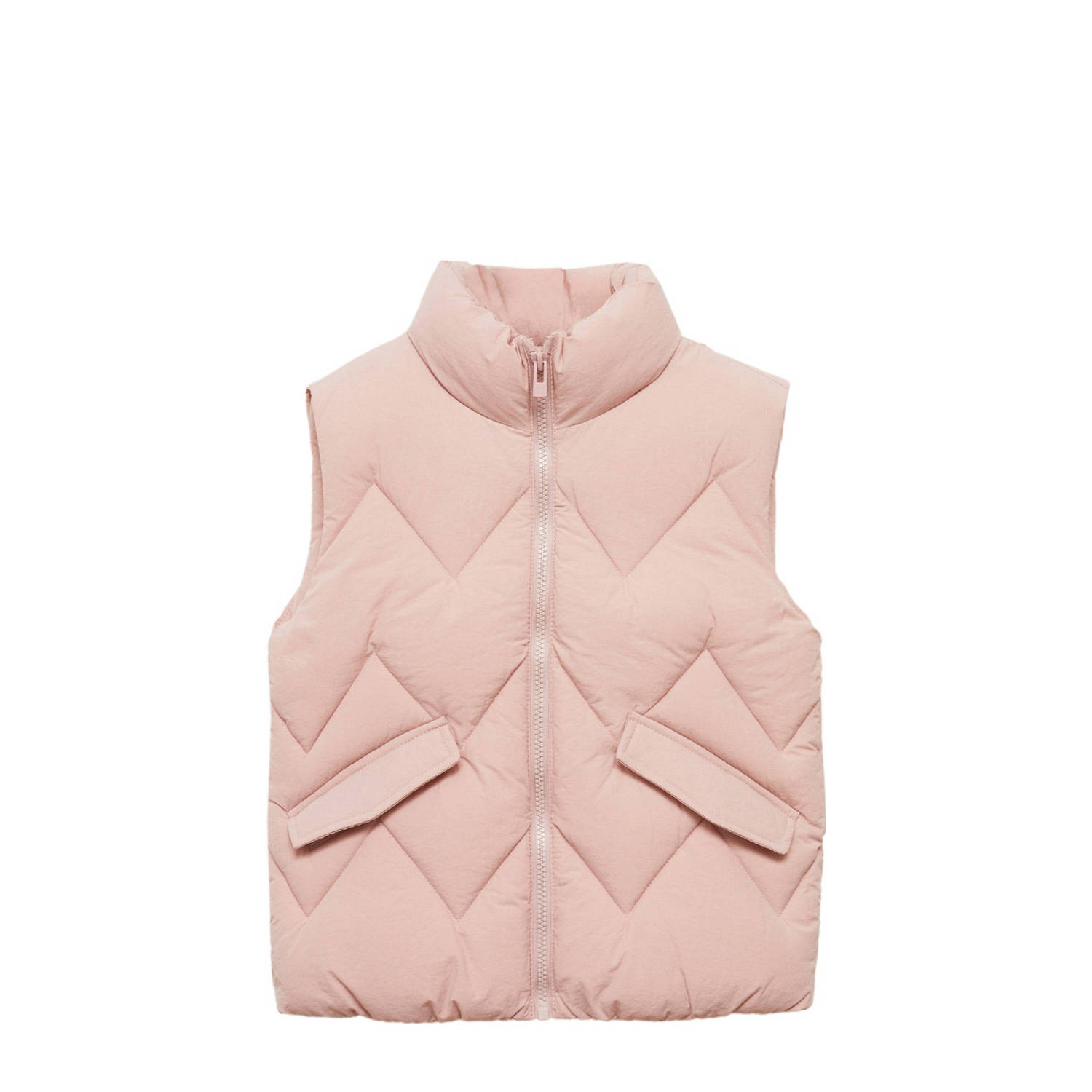 Mango Kids bodywarmer roze Meisjes Polyamide Opstaande kraag Effen 116