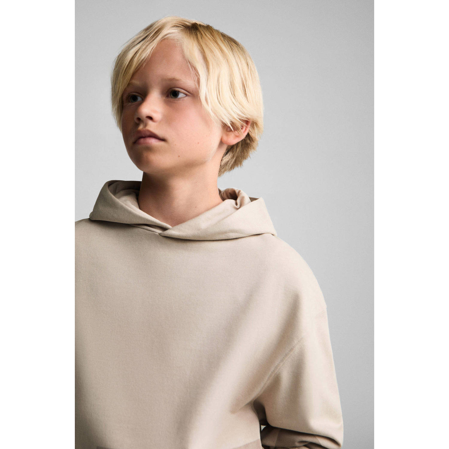 Mango Kids hoodie met tekst lichtbruin