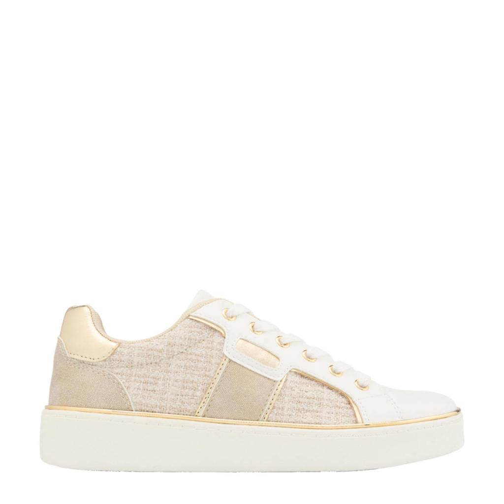 Beige en gouden dames Graceland sneakers van imitatieleer met veters