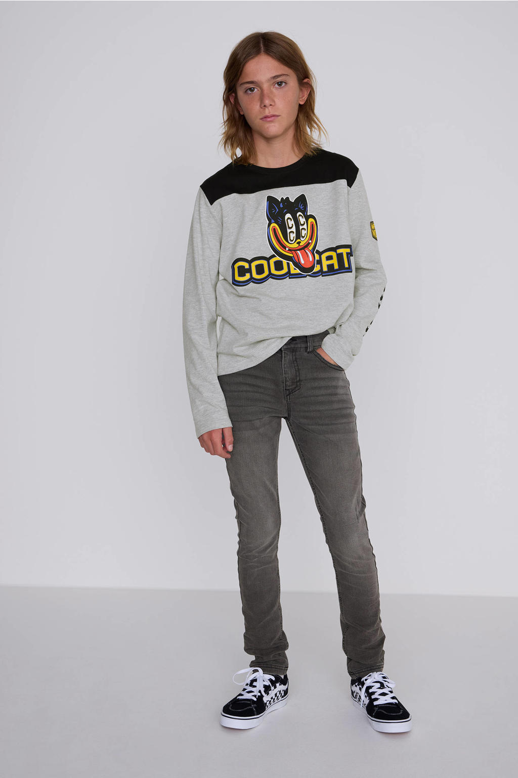 Grey denim jongens Coolcat Skinny Jeans Dexx Grijs van katoen met effen