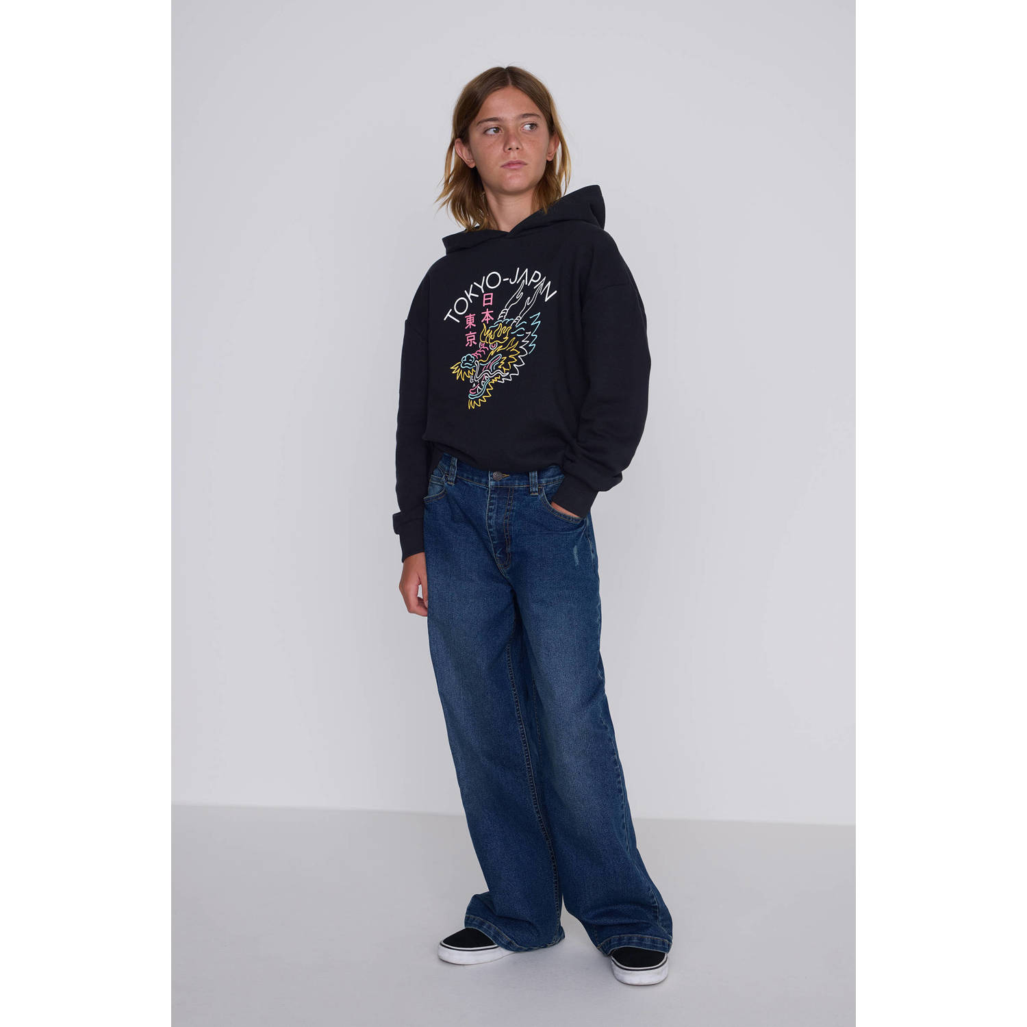 Coolcat Wide Leg Jeans Dominic Donker Blauw