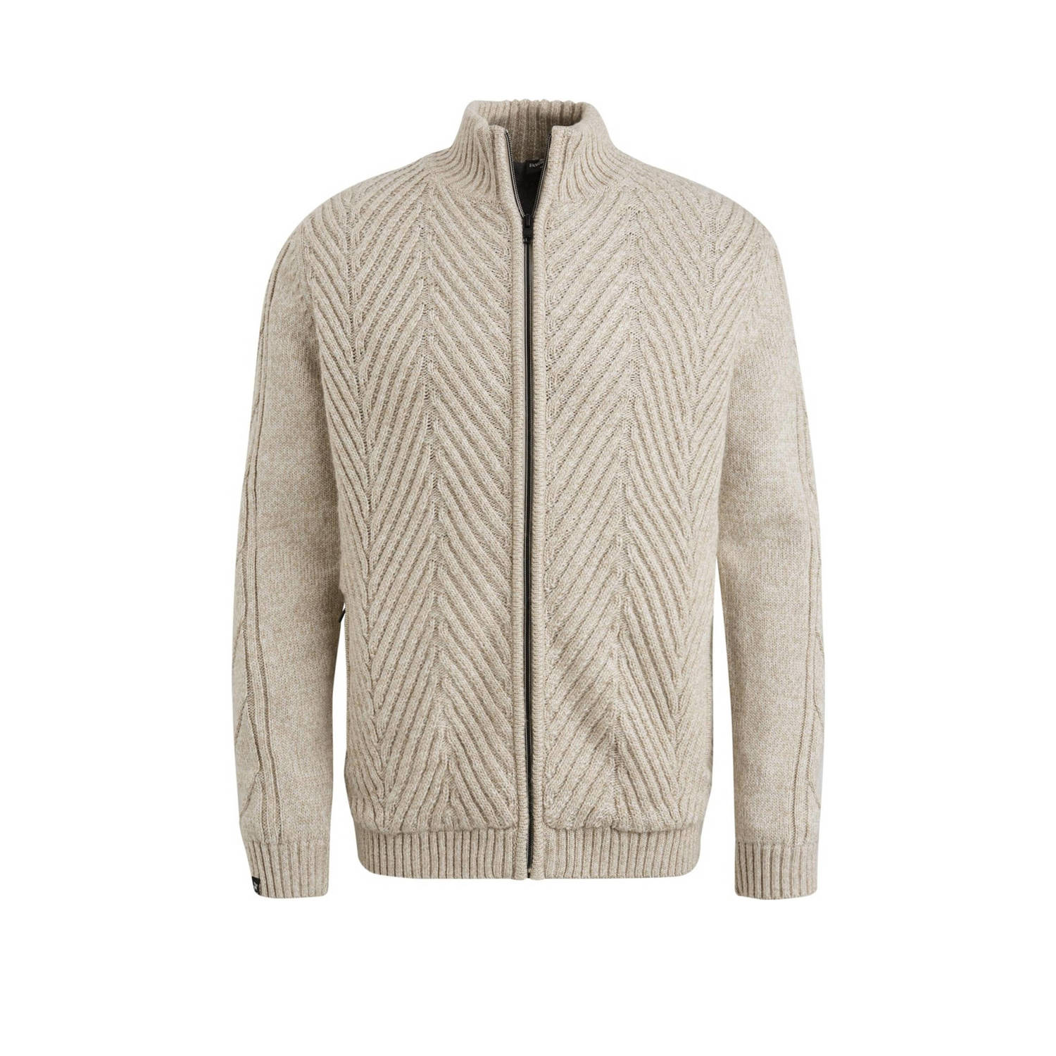 Vanguard gevoerd vest met wol en ingebreid patroon beige