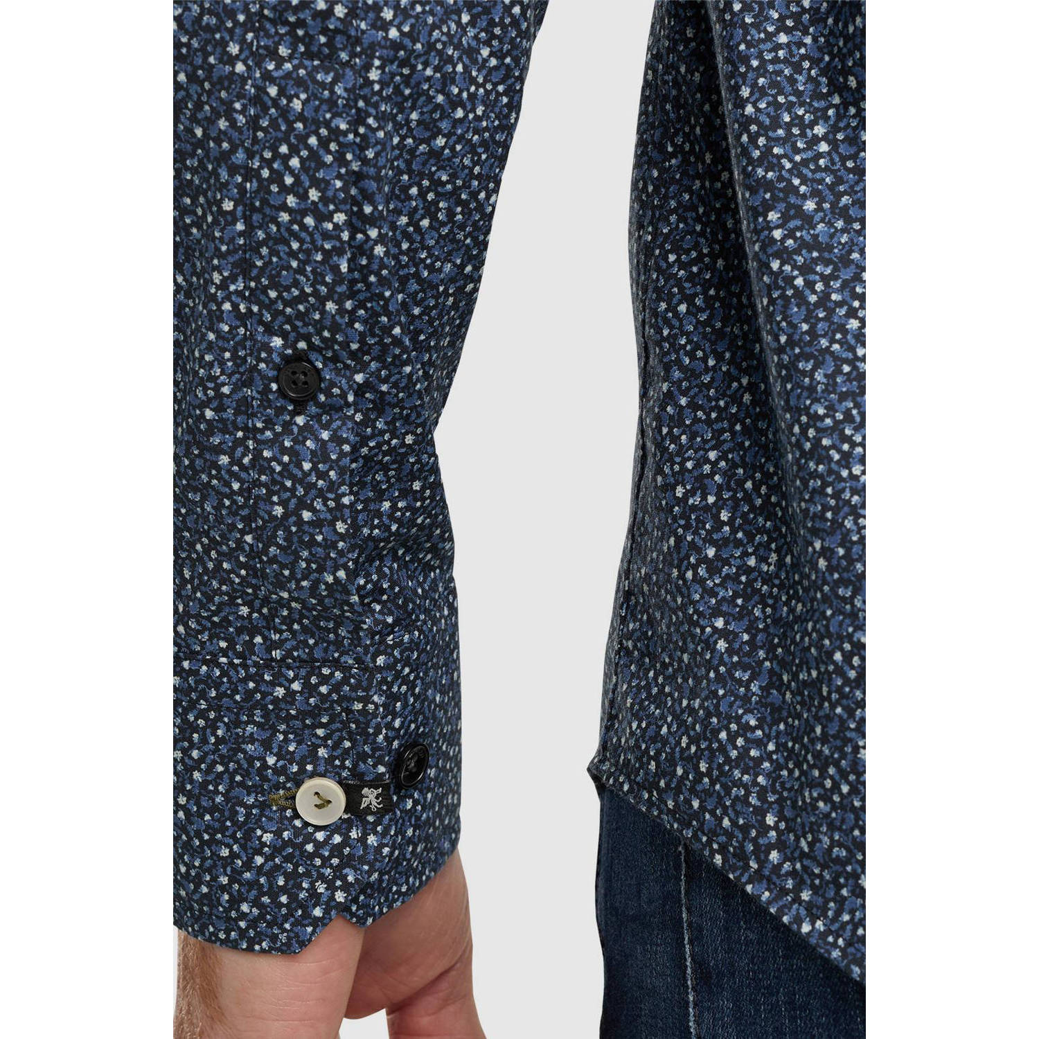 Vanguard overhemd met all over print donkerblauw