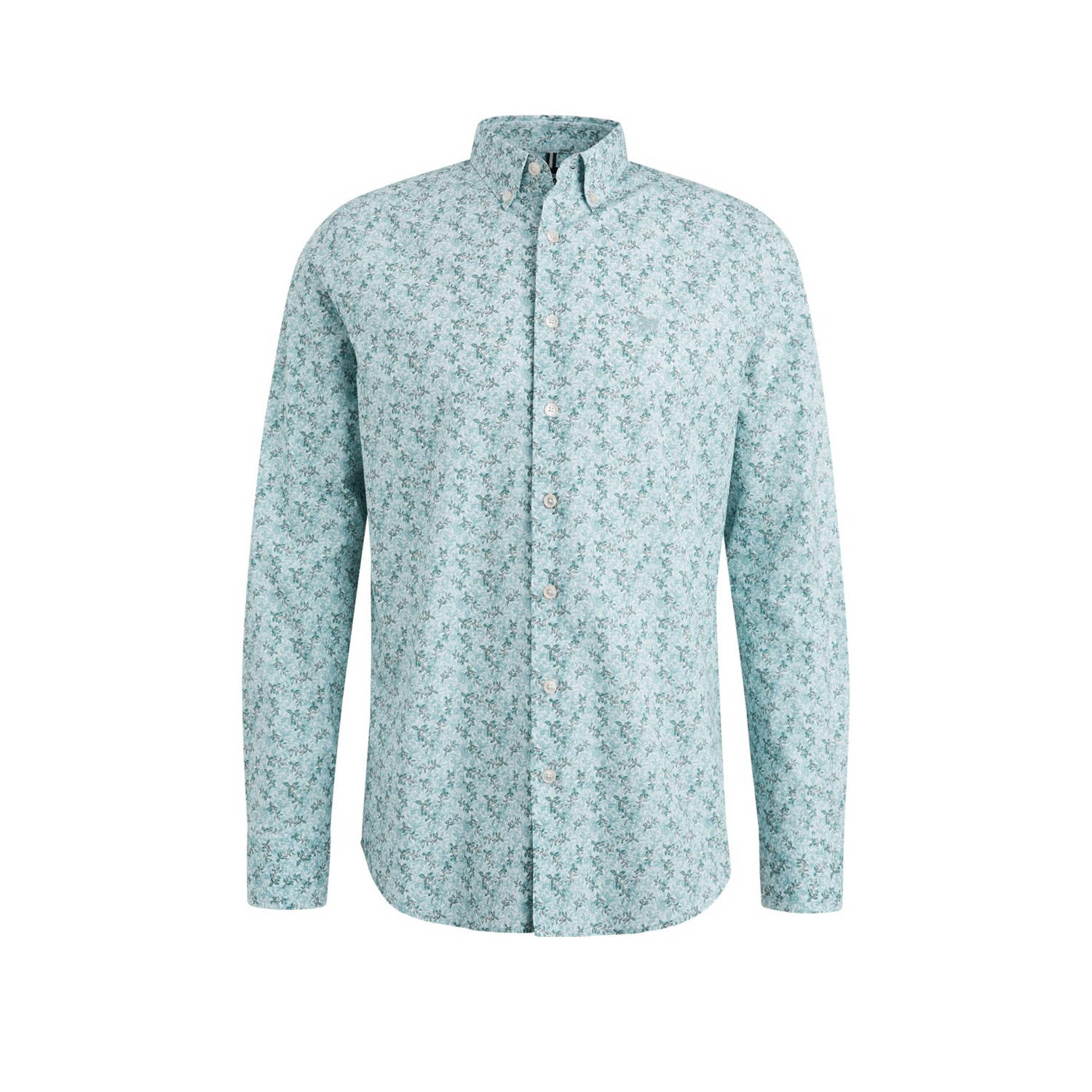 Vanguard slim fit overhemd met all over print lichtblauw