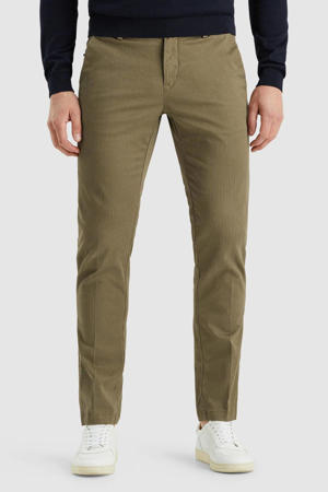 slim fit chino V12 met all over print bruin