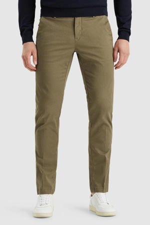 slim fit chino V12 met all over print bruin