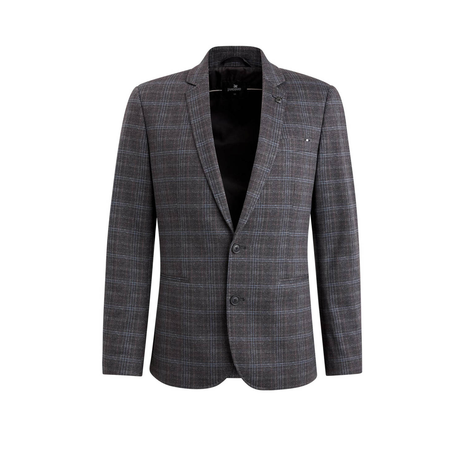 Vanguard Zachte Bedrukte Jersey Check Blazer Gray Heren