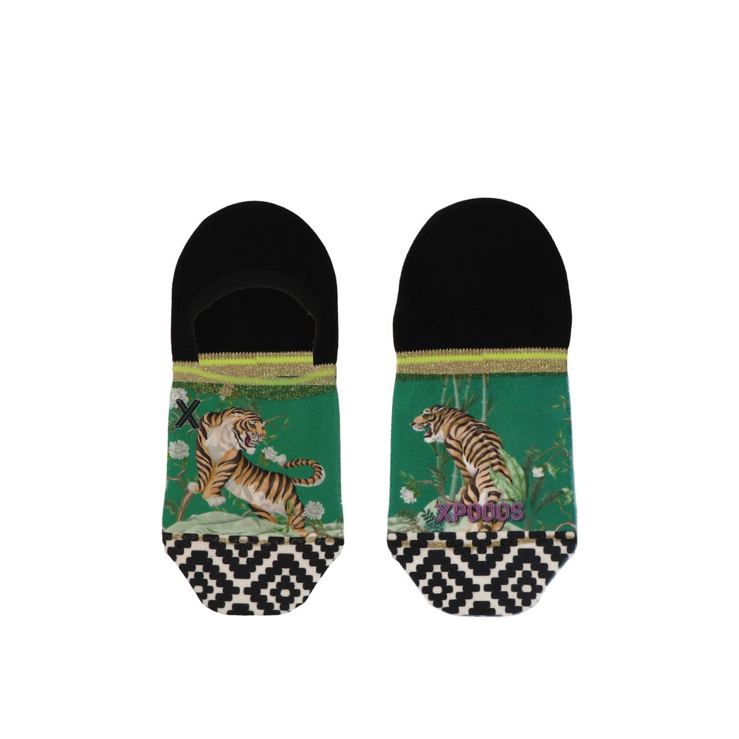 XPOOOS no-show sneakersokken met all over print Uma groen