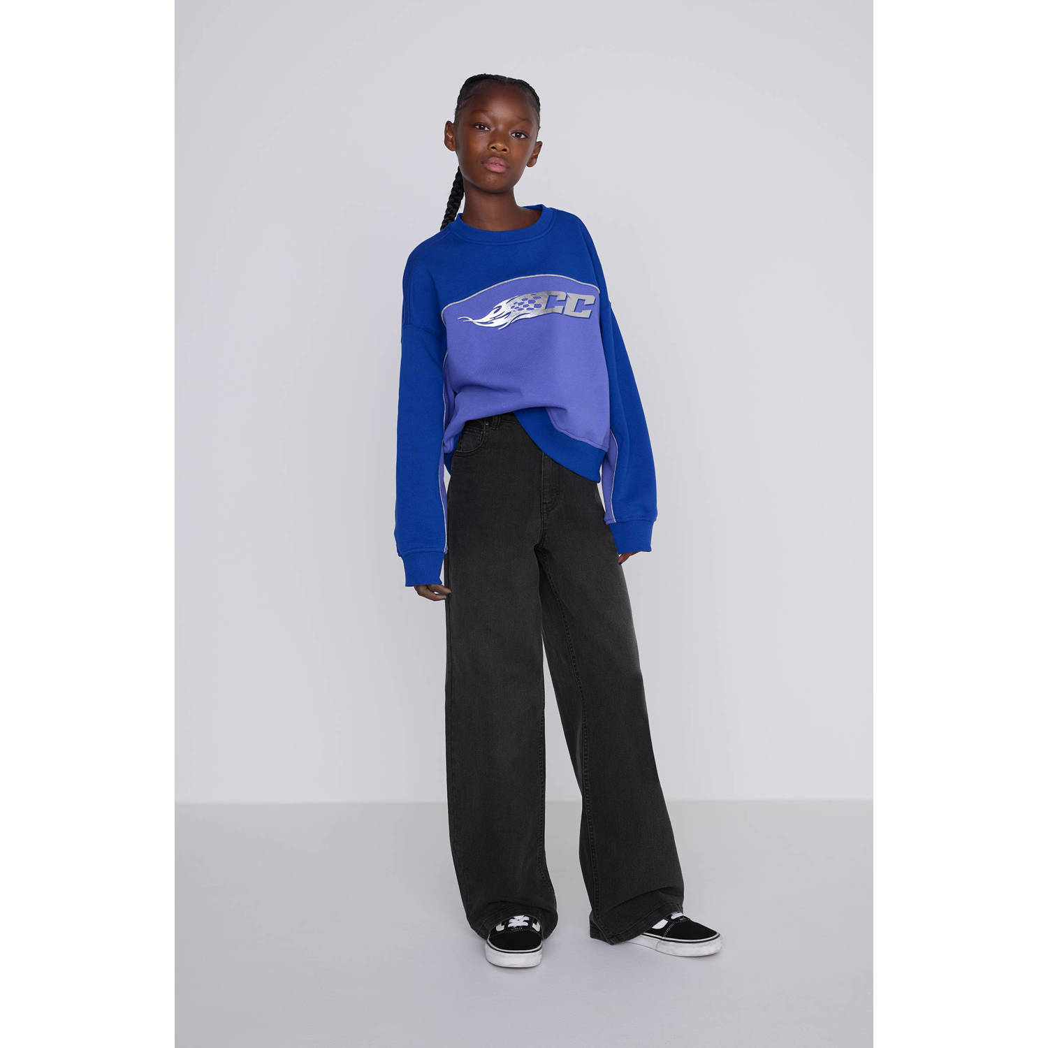 Coolcat Wide Leg Jeans Dominique Donker Grijs