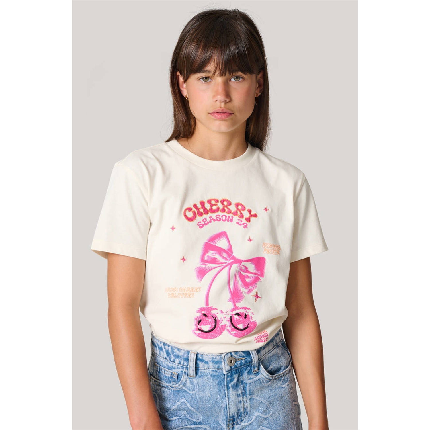 Shoeby T-shirt met printopdruk wit roze