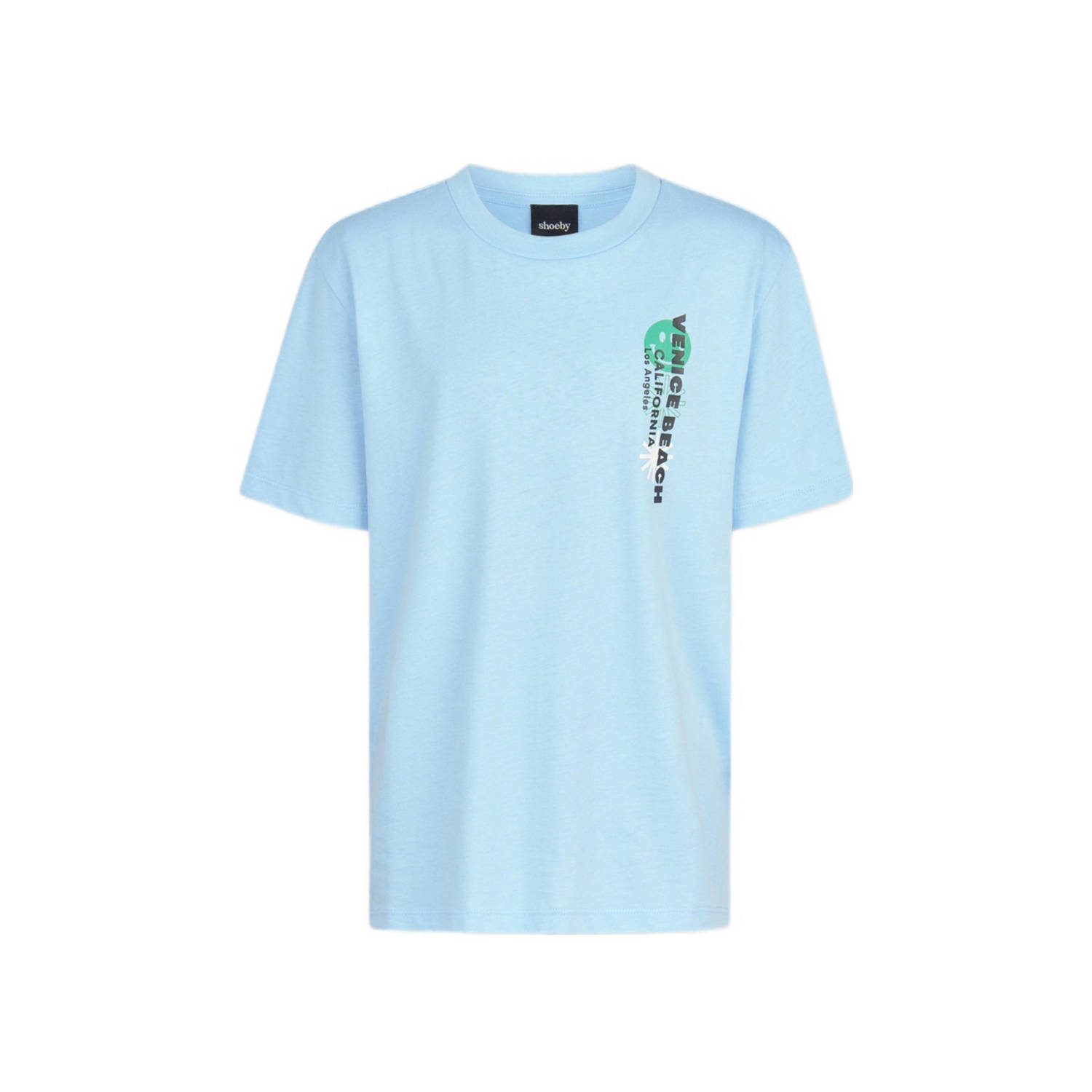 Shoeby T-shirt met backprint lichtblauw Jongens Katoen Ronde hals Backprint 170 176
