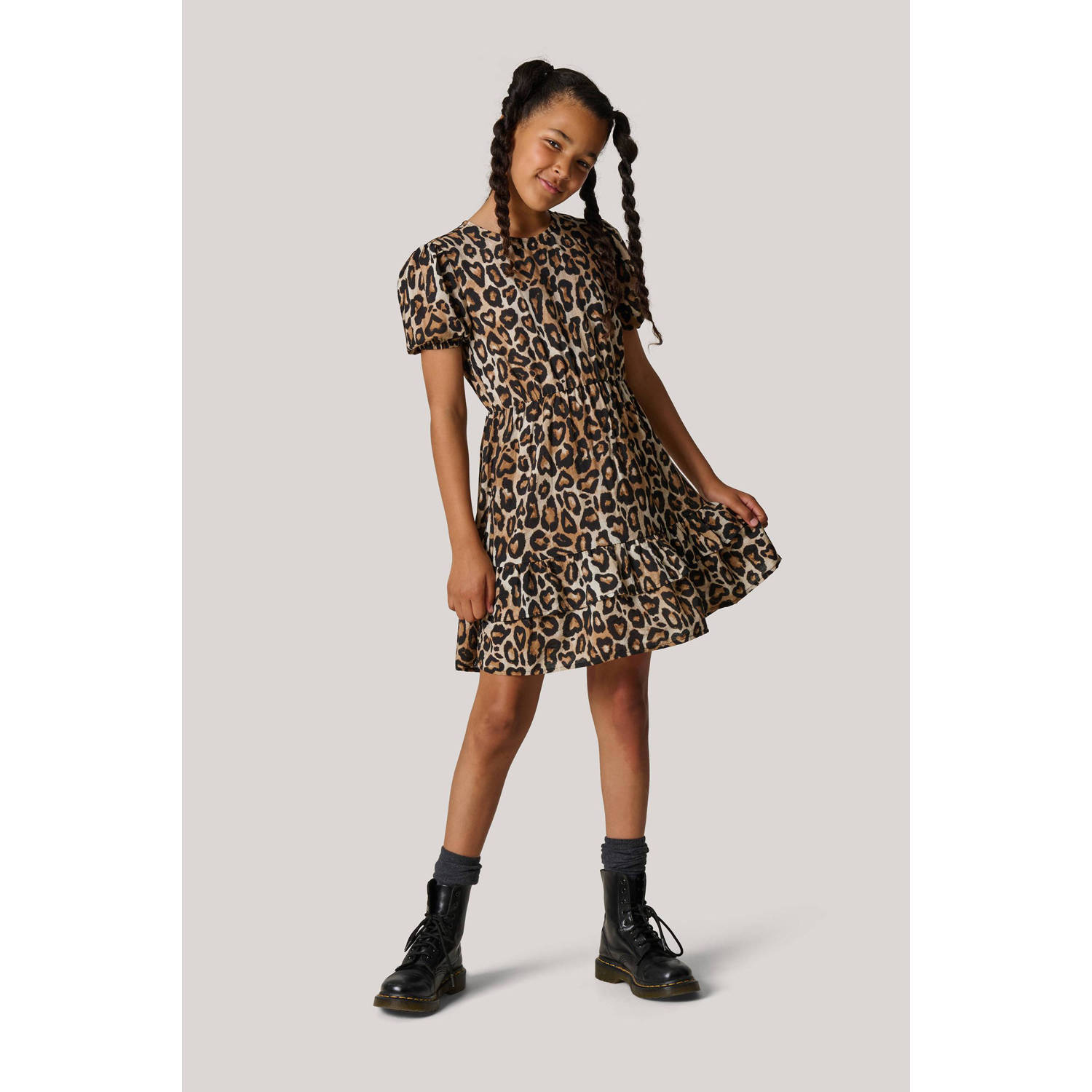 Shoeby jurk met panterprint bruin zwart