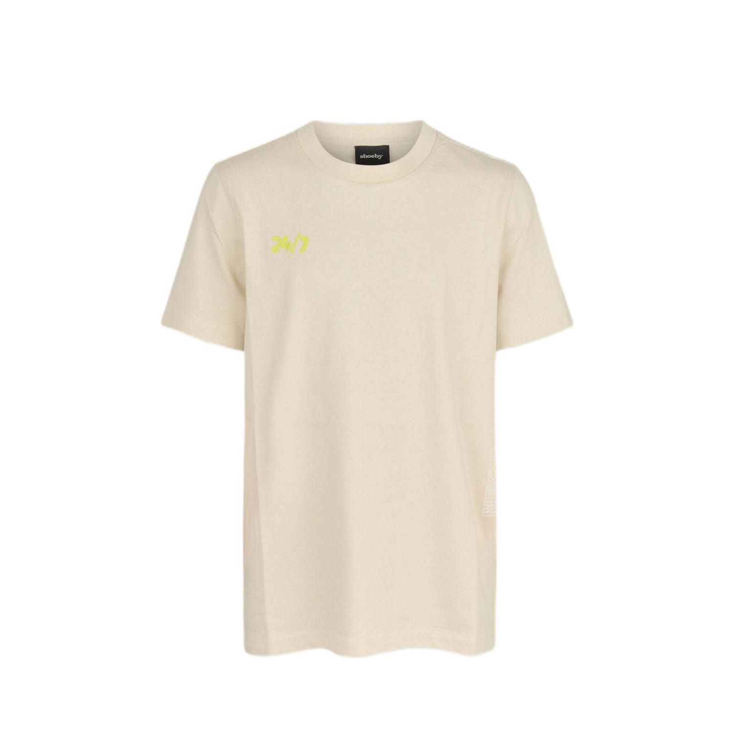 Shoeby T-shirt met backprint beige Jongens Katoen Ronde hals Backprint 110 116