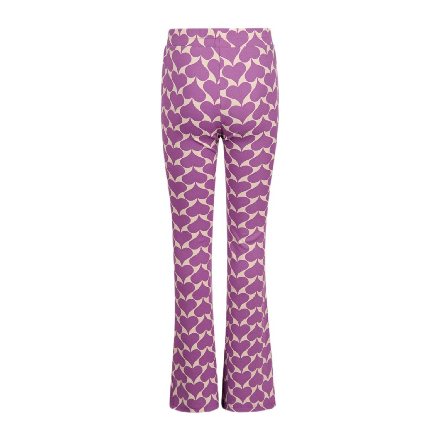 Shoeby flared broek met hartjes paars offwhite