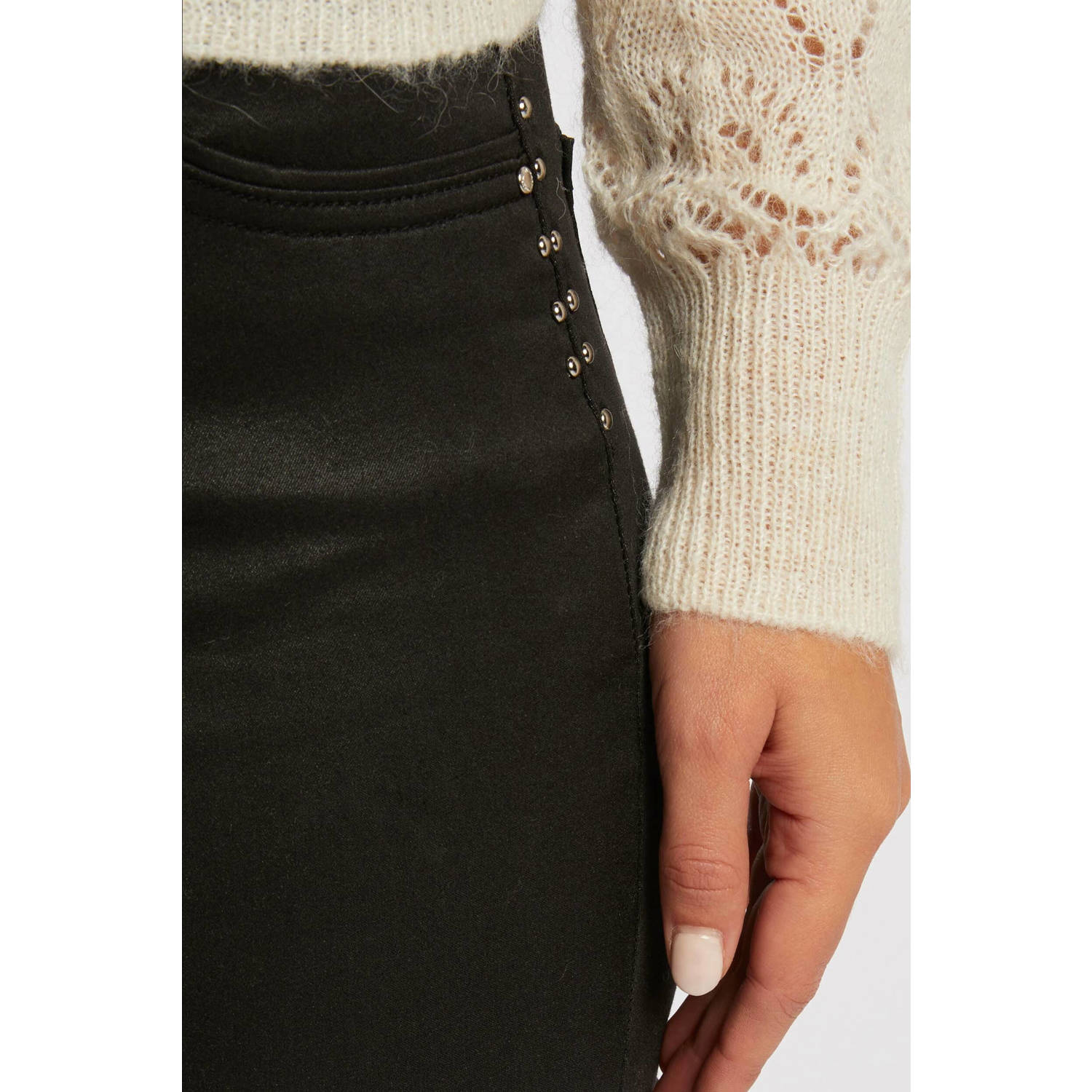 Morgan coated skinny broek zwart
