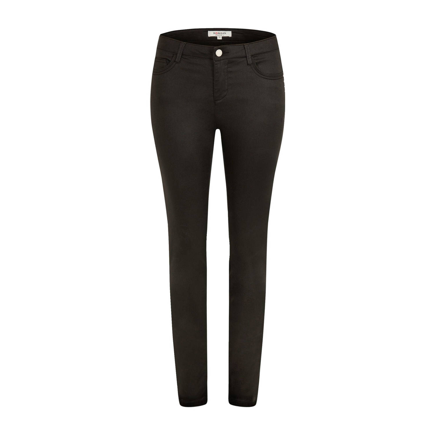 Morgan coated skinny broek zwart