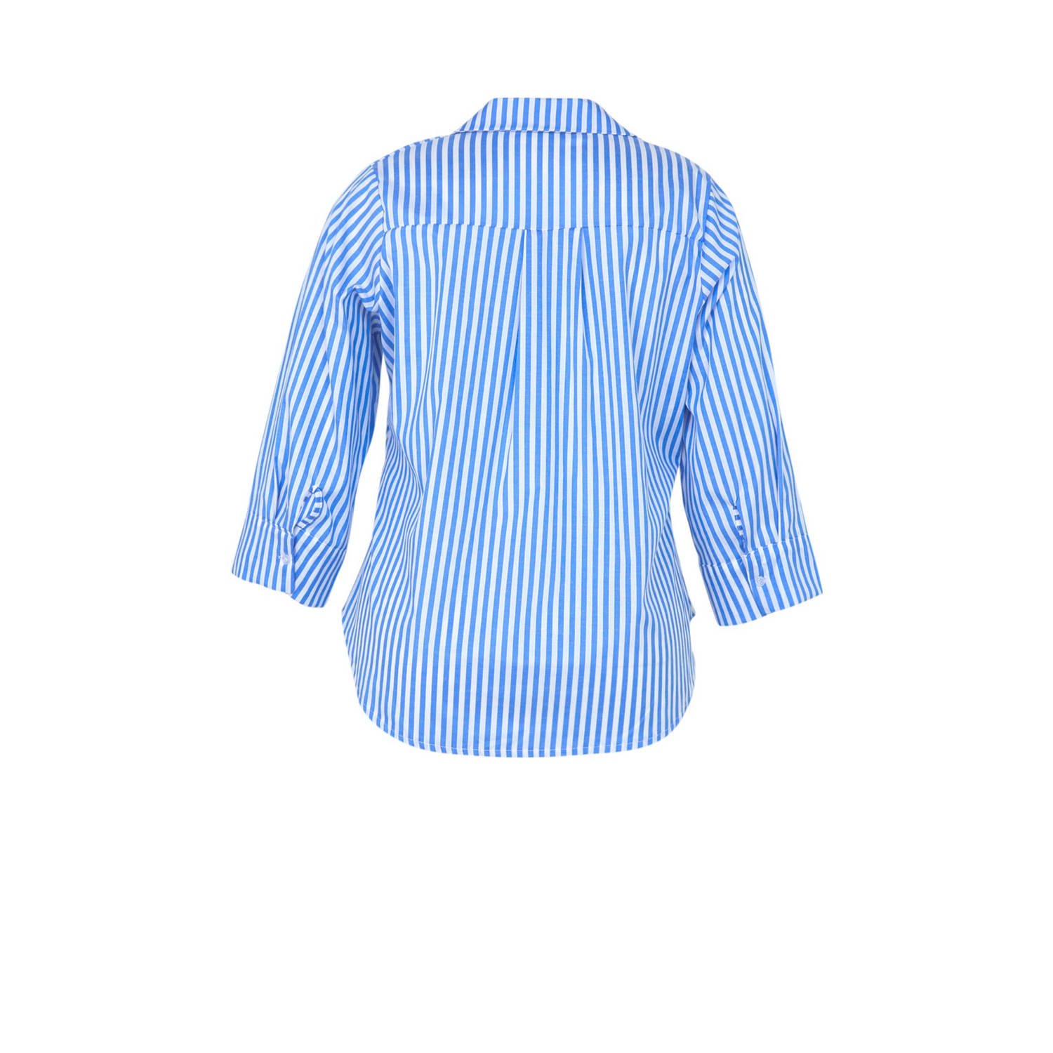 Paprika blouse met krijtstreep en studs lichtblauw wit