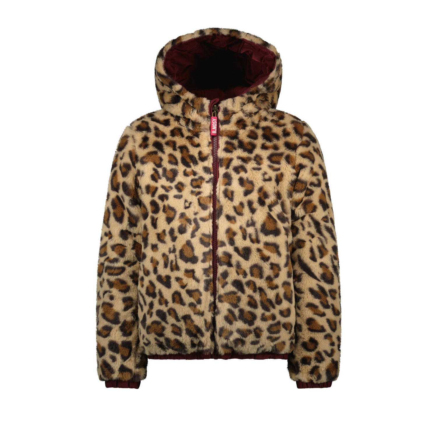 B.Nosy reversible gewatteerde winterjas Jamie met panterprint warmrood oranje bruin