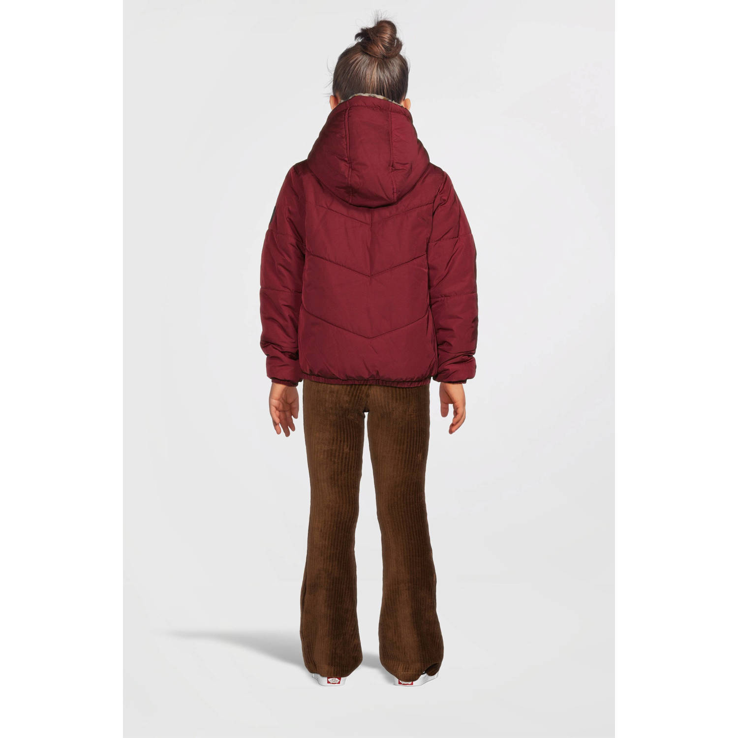 B.Nosy reversible gewatteerde winterjas Jamie met panterprint warmrood oranje bruin