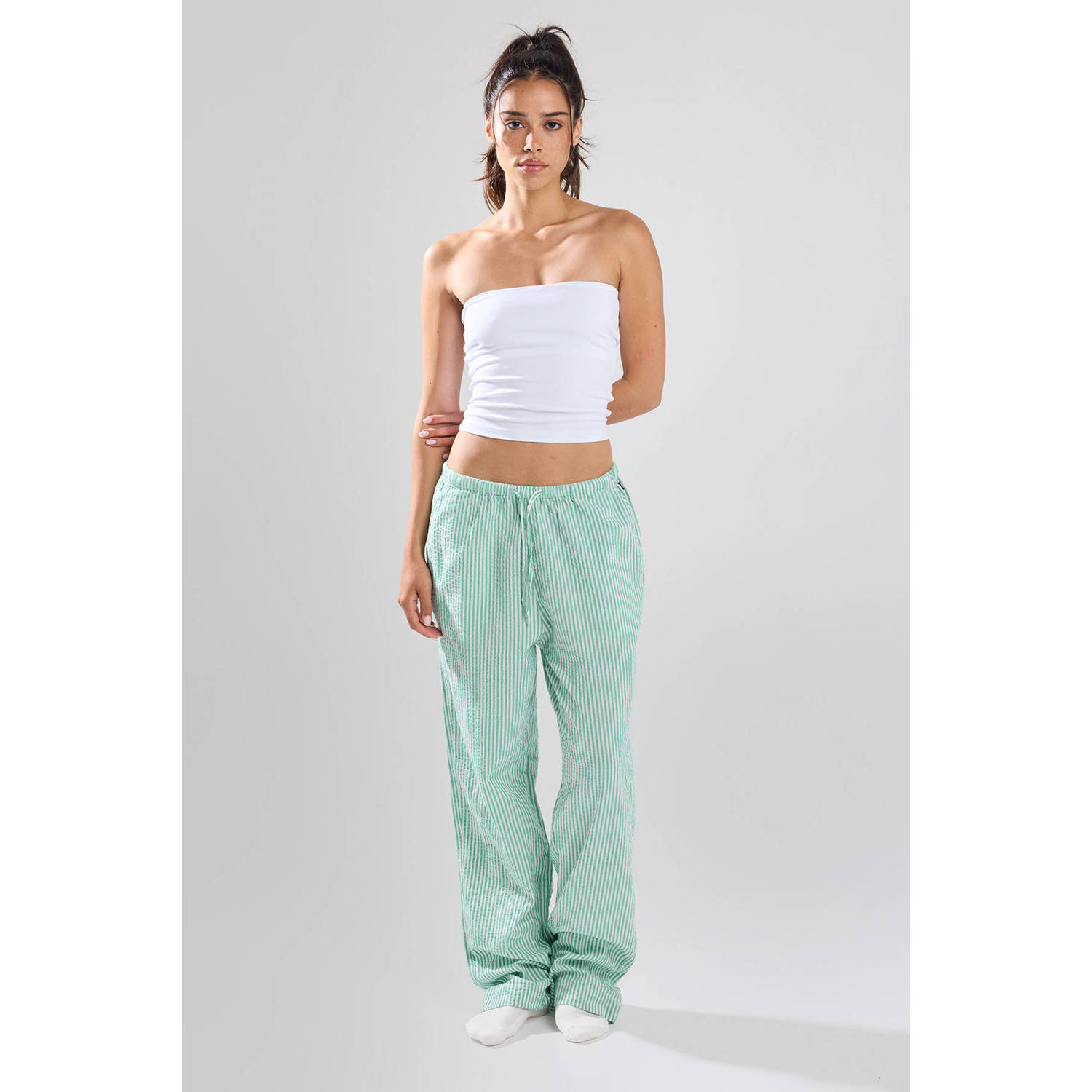 America Today pyjamabroek Loyce groen wit