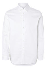 thumbnail: Witte heren Selected slim fit overhemd 7 van katoen met effen, extra lange mouwen en klassieke kraag