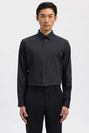 slim fit overhemd met mouwlengte 7 SLHSLIM zwart