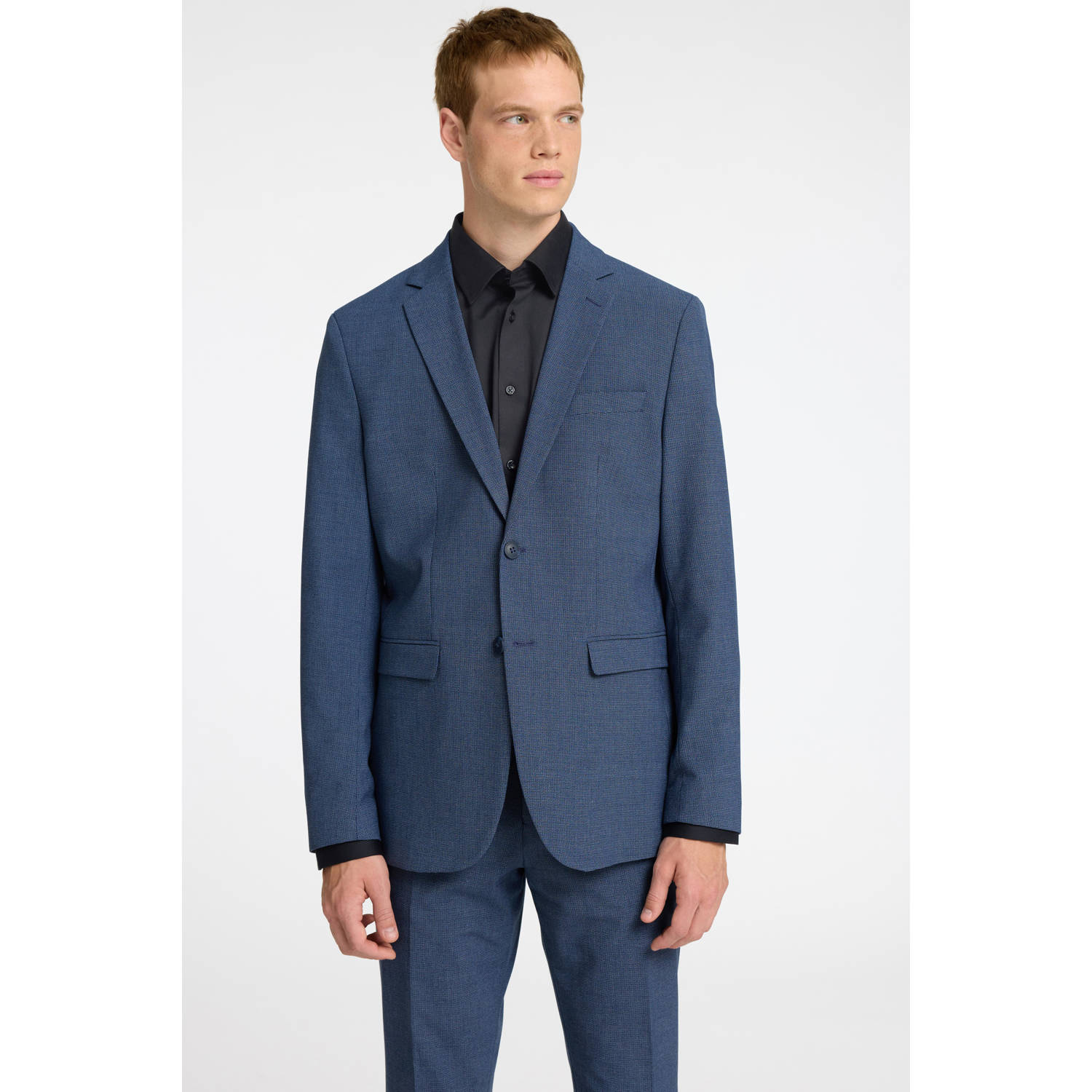 SELECTED HOMME slim fit overhemd met mouwlengte 7 SLHSLIM zwart
