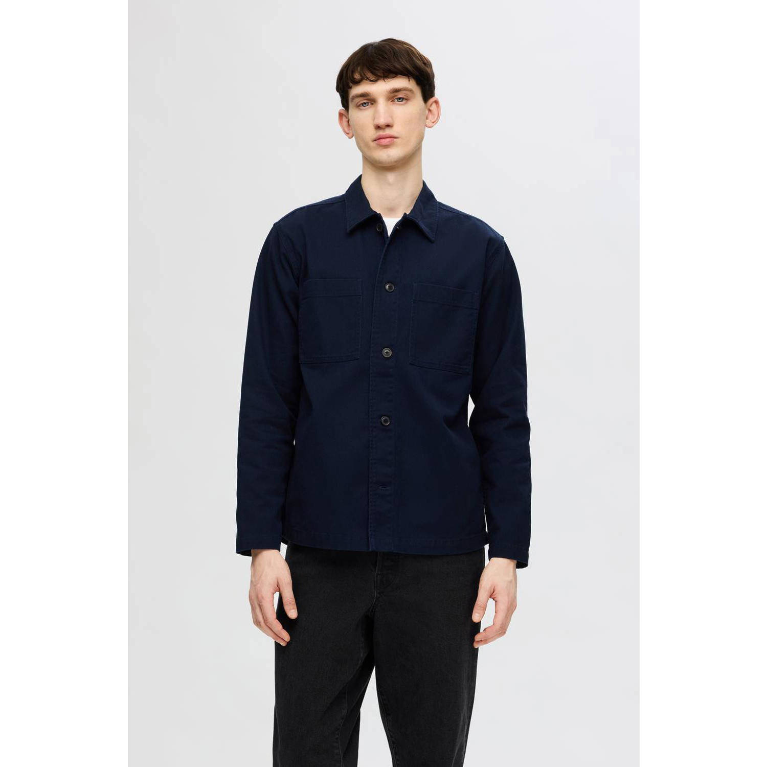 SELECTED HOMME slim fit overhemd met mouwlengte 7 SLHSLIM sky captain