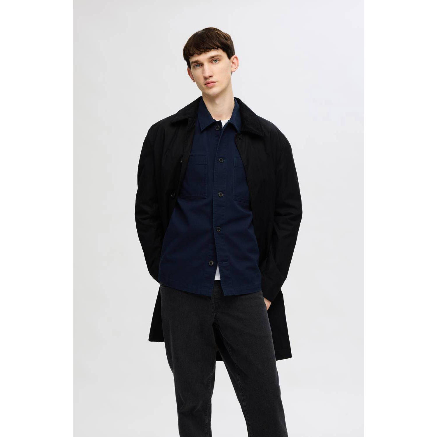 SELECTED HOMME slim fit overhemd met mouwlengte 7 SLHSLIM sky captain