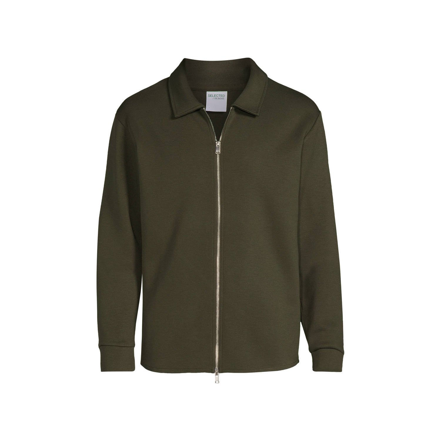 SELECTED HOMME Heren Truien & Vesten Slhemanuel Soft Full Zip Sweat Noos Groen