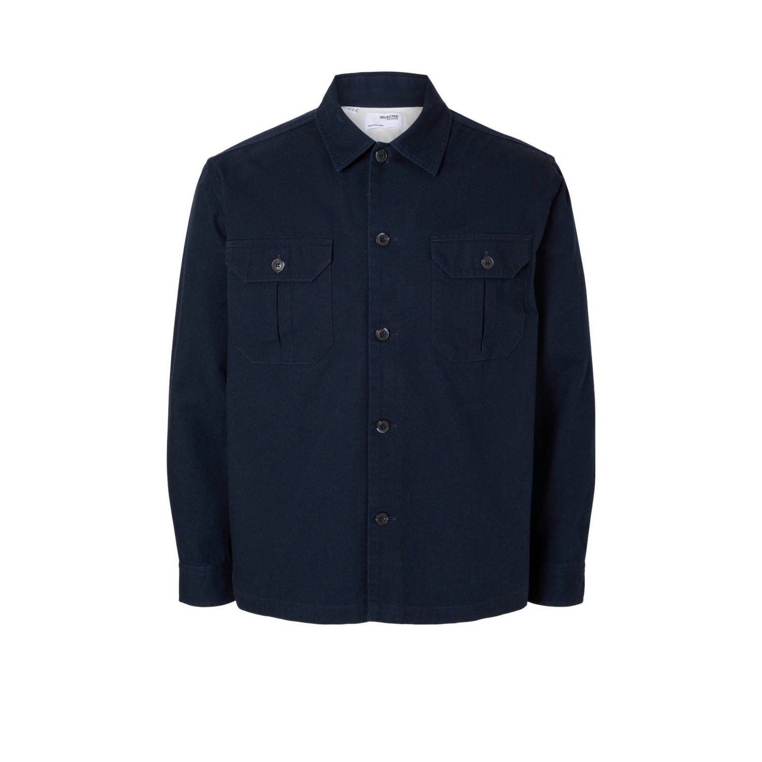 SELECTED HOMME Heren Overhemden Slh-canvas Workwear Overshirt Ls Donkerblauw