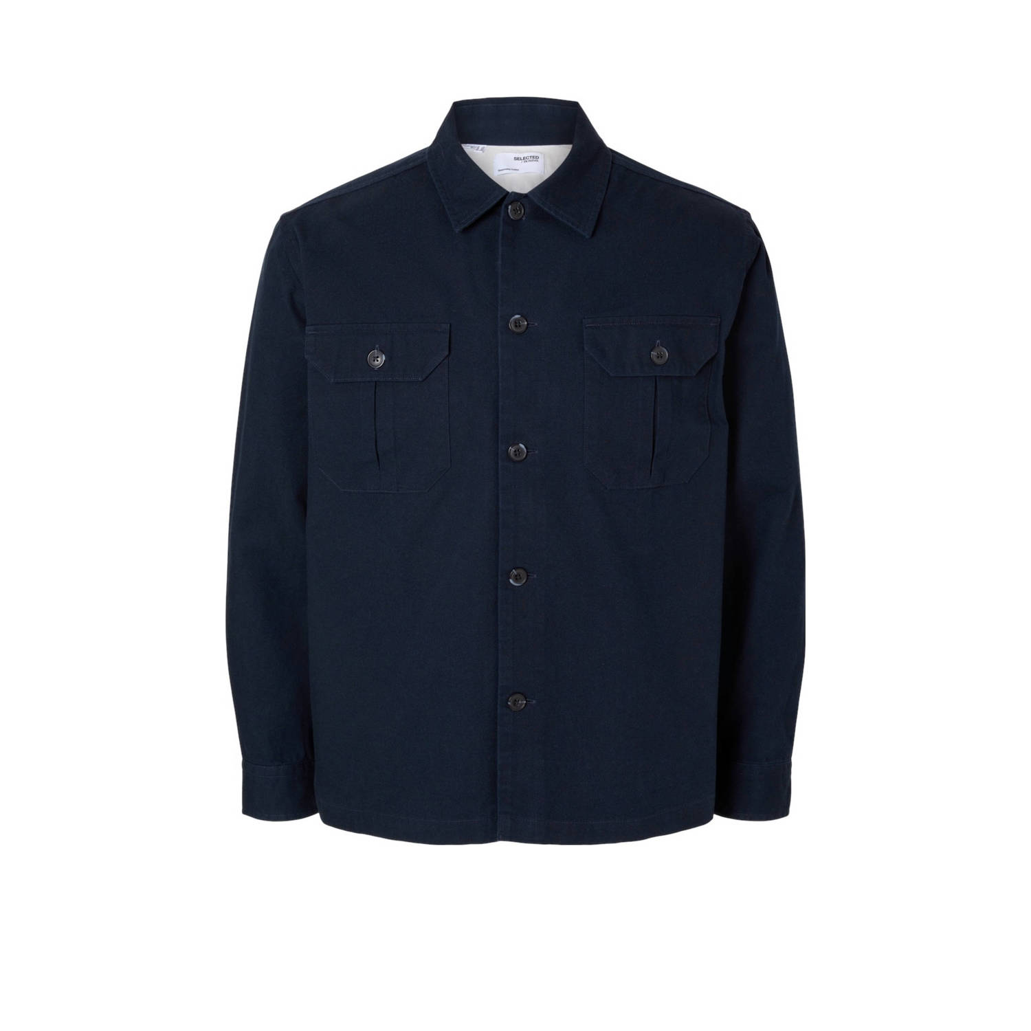 SELECTED HOMME Heren Overhemden Slh-canvas Workwear Overshirt Ls Donkerblauw