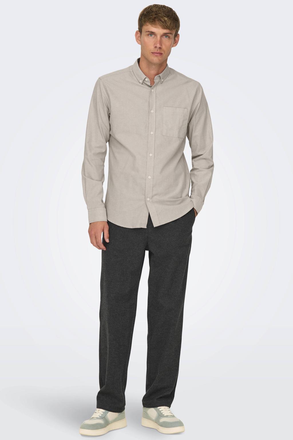 ONLY & SONS slim fit overhemd ONSALVARO ecru