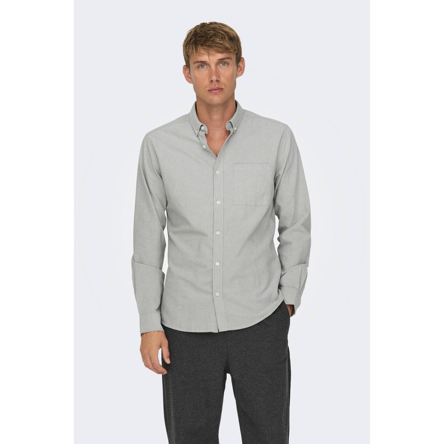 ONLY & SONS slim fit overhemd ONSALVARO groen