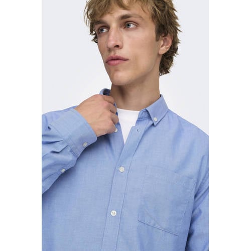 ONLY & SONS slim fit overhemd ONSALVARO lichtblauw afbeelding