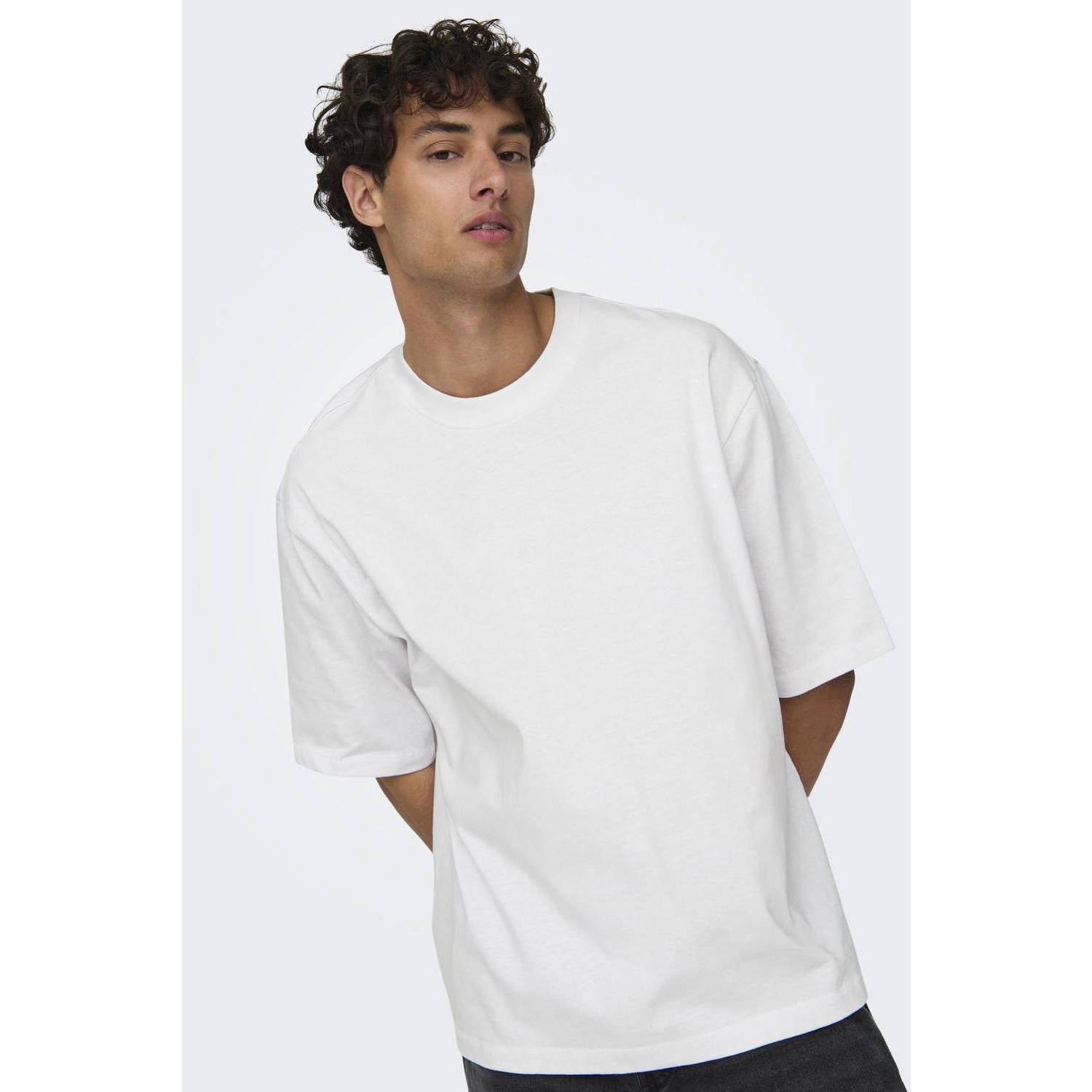 ONLY & SONS oversized T-shirt ONSMILLENIUM wit