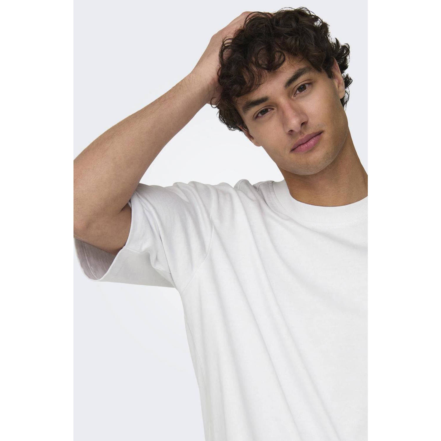 ONLY & SONS oversized T-shirt ONSMILLENIUM wit