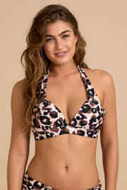 thumbnail: BEACHWAVE voorgevormde halter bikinitop bruin/zwart/beige