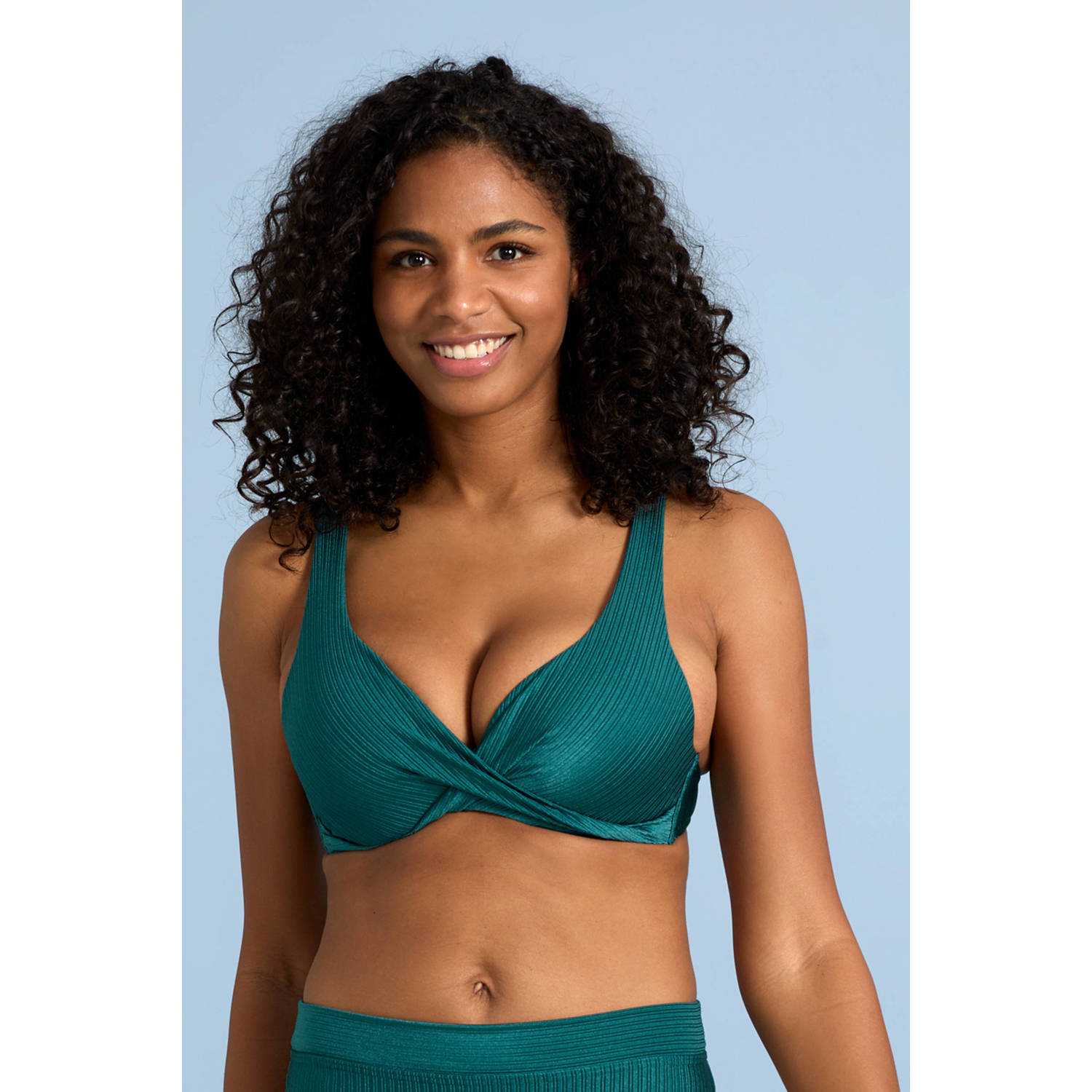 BEACHWAVE voorgevormde push-up bikinitop petrol