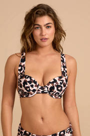 thumbnail: BEACHWAVE voorgevormde beugel bikinitop bruin/zwart/beige