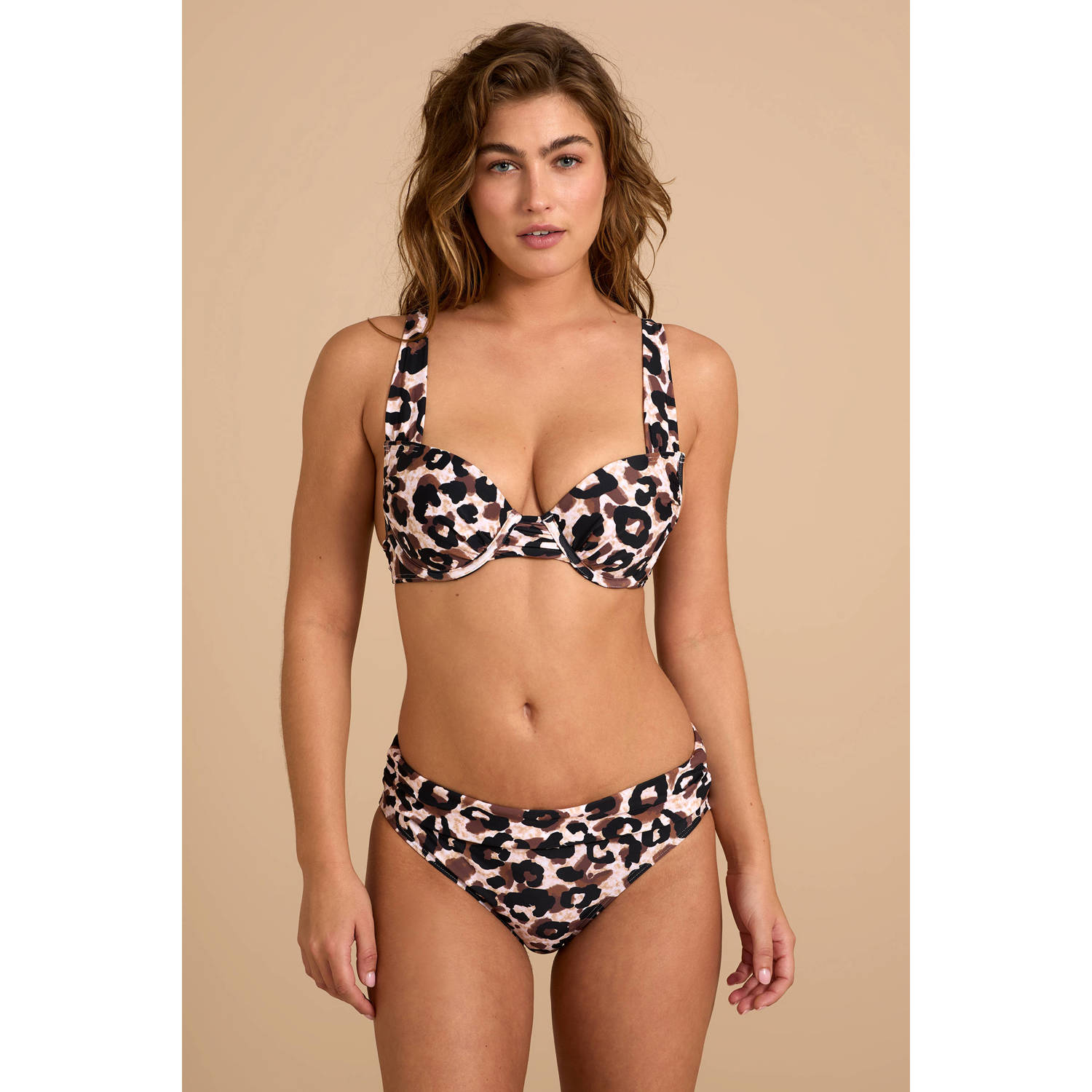 BEACHWAVE voorgevormde beugel bikinitop bruin zwart beige