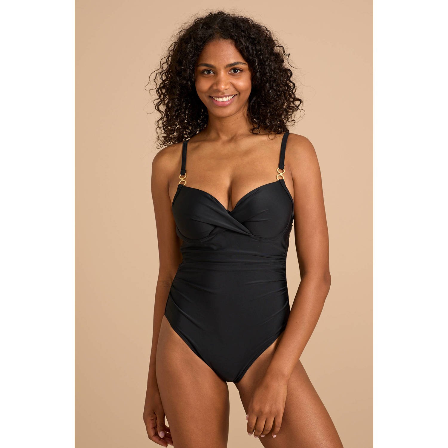 BEACHWAVE corrigerend badpak met beugel zwart