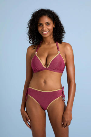 bikinibroekje met lurex donkerroze