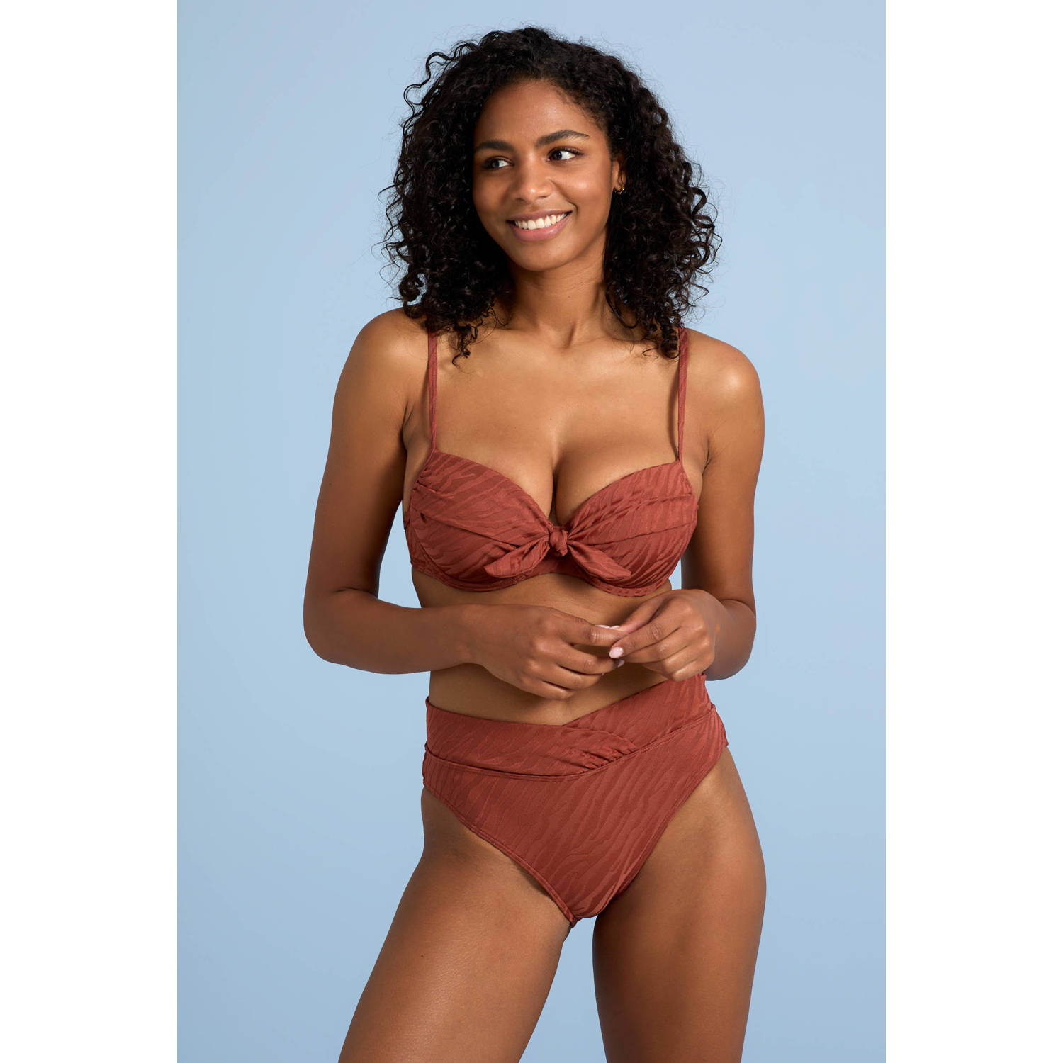 BEACHWAVE high waist bikinibroekje brique