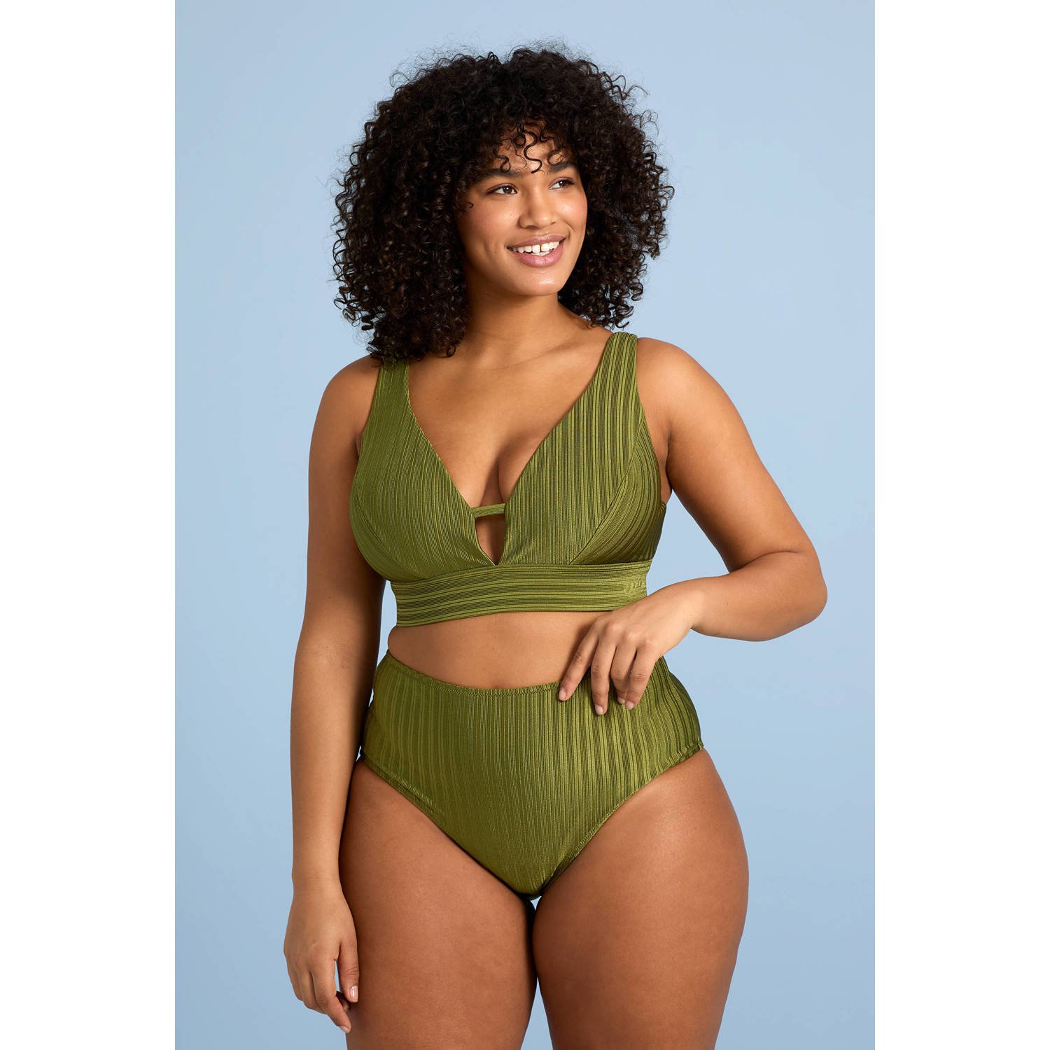 BEACHWAVE Curve high waist bikinibroekje groen