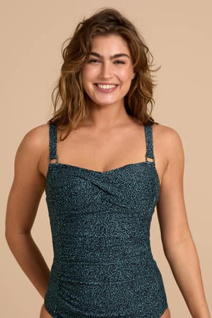 voorgevormde tankini bikinitop groen/zwart