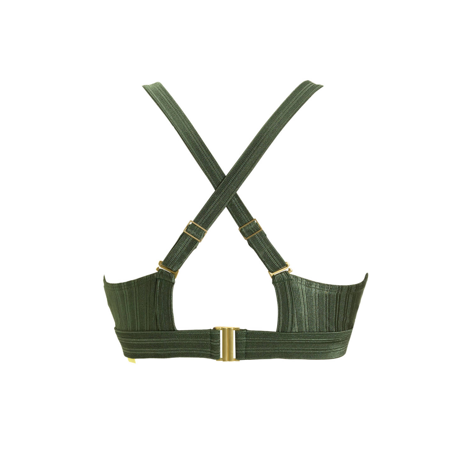 BEACHWAVE Curve voorgevormde beugel bikinitop met ribstructuur groen