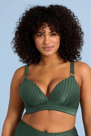 voorgevormde beugel bikinitop met ribstructuur groen